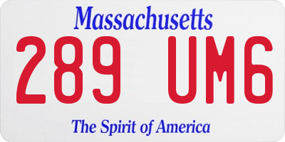 MA license plate 289UM6