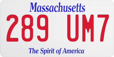 MA license plate 289UM7