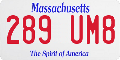 MA license plate 289UM8