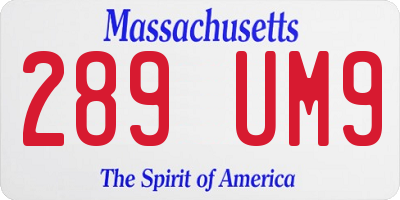 MA license plate 289UM9