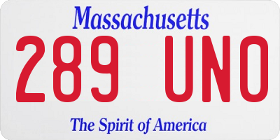MA license plate 289UN0