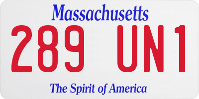 MA license plate 289UN1