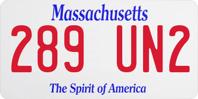MA license plate 289UN2