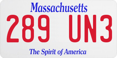 MA license plate 289UN3