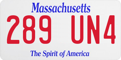 MA license plate 289UN4
