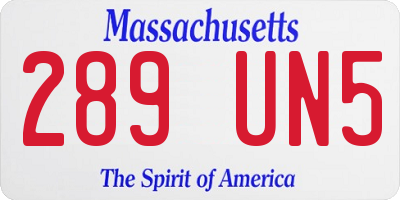 MA license plate 289UN5