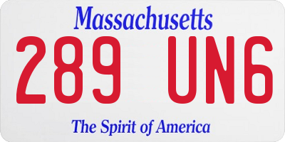 MA license plate 289UN6