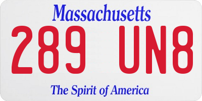 MA license plate 289UN8