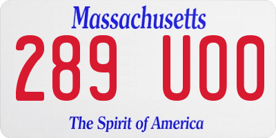 MA license plate 289UO0