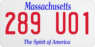 MA license plate 289UO1