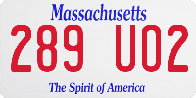 MA license plate 289UO2