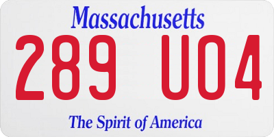 MA license plate 289UO4