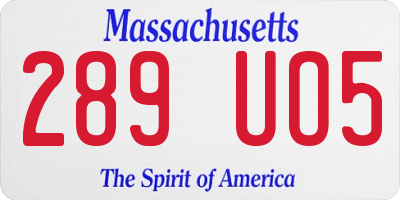 MA license plate 289UO5