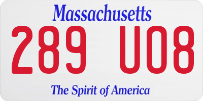 MA license plate 289UO8