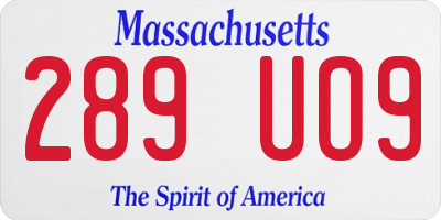 MA license plate 289UO9