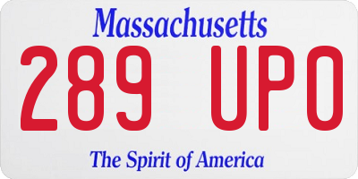 MA license plate 289UP0