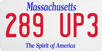 MA license plate 289UP3