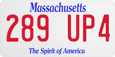 MA license plate 289UP4