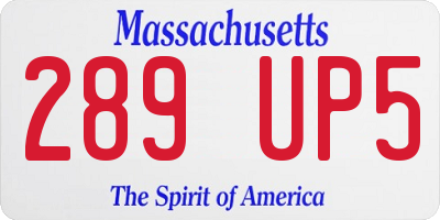 MA license plate 289UP5