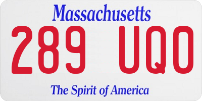 MA license plate 289UQ0