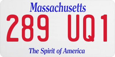 MA license plate 289UQ1