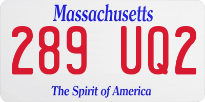MA license plate 289UQ2