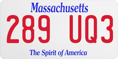MA license plate 289UQ3