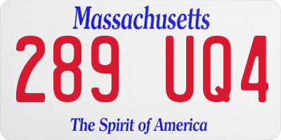 MA license plate 289UQ4