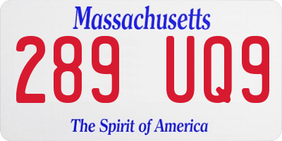 MA license plate 289UQ9
