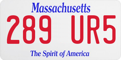 MA license plate 289UR5