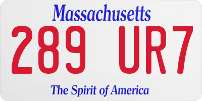 MA license plate 289UR7