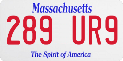MA license plate 289UR9