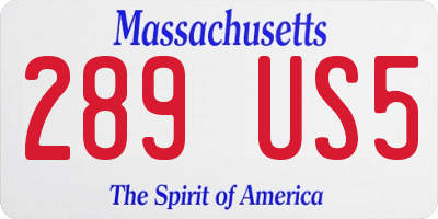 MA license plate 289US5