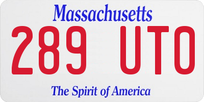 MA license plate 289UT0