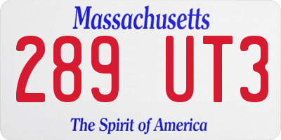 MA license plate 289UT3
