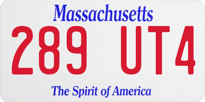 MA license plate 289UT4
