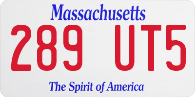 MA license plate 289UT5