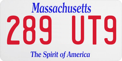 MA license plate 289UT9