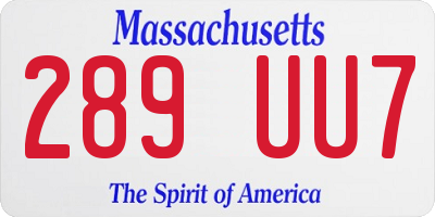 MA license plate 289UU7