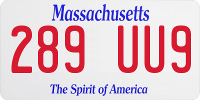 MA license plate 289UU9
