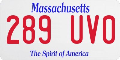 MA license plate 289UV0
