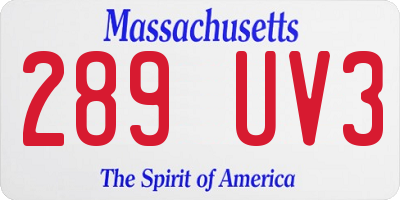 MA license plate 289UV3
