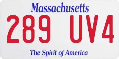 MA license plate 289UV4