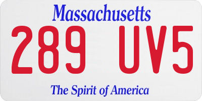 MA license plate 289UV5