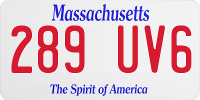 MA license plate 289UV6