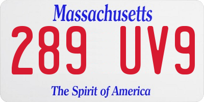 MA license plate 289UV9