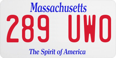 MA license plate 289UW0