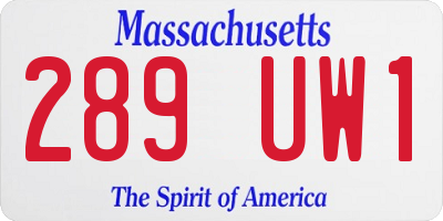 MA license plate 289UW1