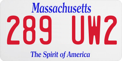 MA license plate 289UW2