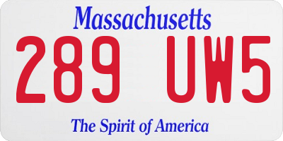 MA license plate 289UW5